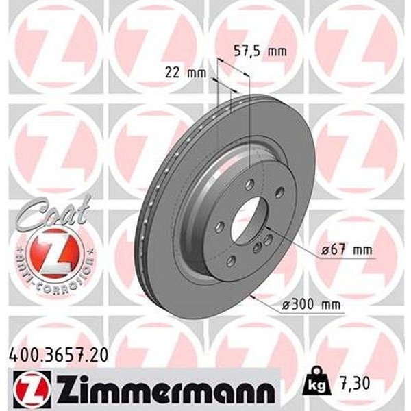 Zimmermann Brake Disc - Standard/Coated, 400.3657.20 400.3657.20